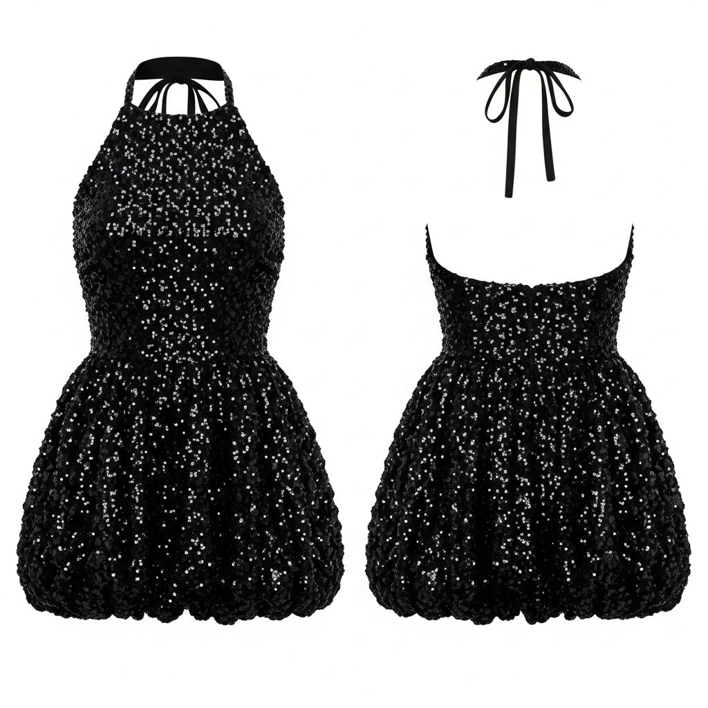 BUBBLE MINI MAXI SEQUIN DRESS