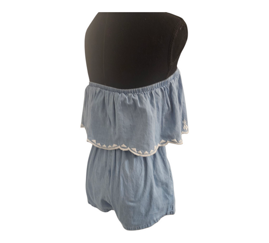 TUBE TOP JEAN ROMPER