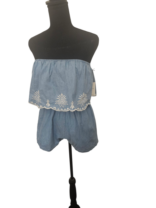 TUBE TOP JEAN ROMPER