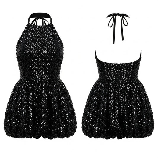 BUBBLE MINI MAXI SEQUIN DRESS